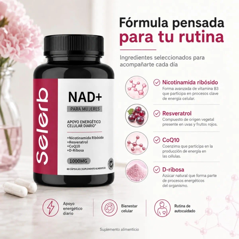 Nad+ Con Resveratrol Para Apoyo Celular Y Antioxidante