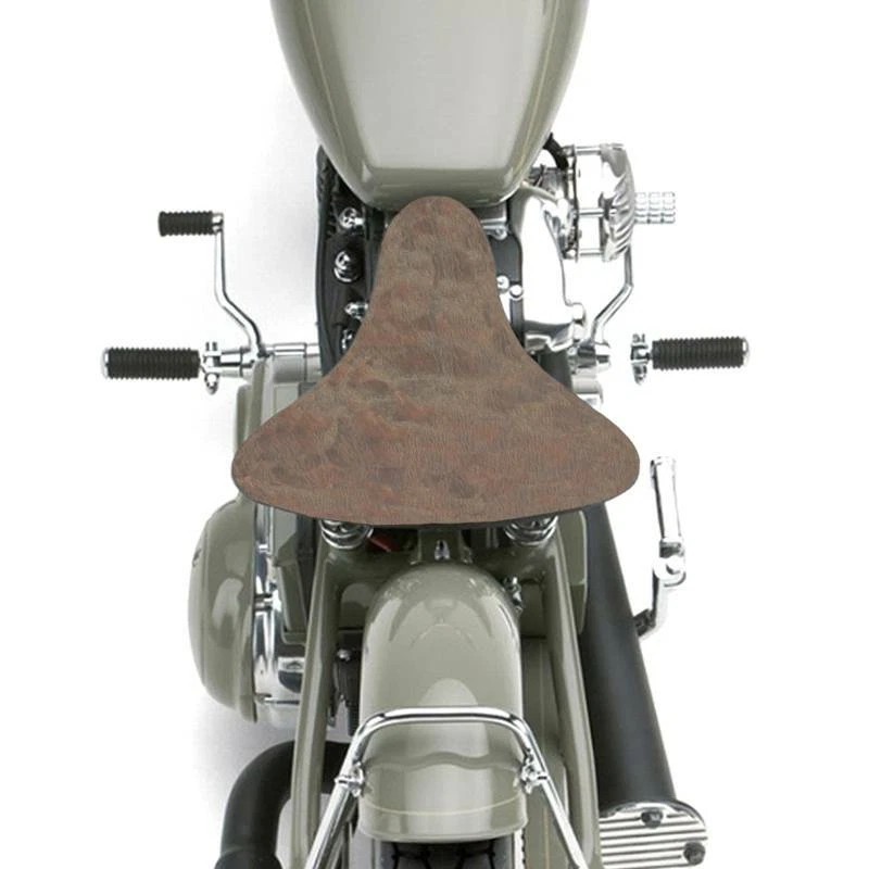 GOODFITMENT Retro Brown Motorcycle Soft Leather Solo Seat Spring For
