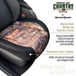 Mossy Oak Camo Car Seat Covers, Padded Bottom Seat Cushion Cover with Bottom Wrap-Around & Anti-Skid; for Cars SUV Truck Minivan, Front Seat Protector, Heavy Duty Denier with Storage Pocket, 2 Pack