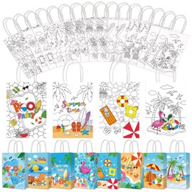 Pasimy 24 Pcs Easter Gift Bags DIY Color Your Own Paper Bags Easter Bunny Coloring Gifts for Kids Art Painting Party Favors Supplies Egg Hunts Wrapping(Classic)