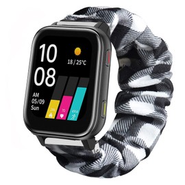 onetuo Compatible for UMIDIGI Uwatch 5 Band,Onetuo Fabric Elastic Scrunchie Elastic Women Cute Replacement Straps Compatible with UMIDIGI Smart Watch-Uwatch 5 (Grid)