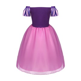 ACWOO Children's Girls' Princess Costume, Princess Rapunzel Long Dress, Party Dress, Maxi Dress with Tiara, Gloves, Wand etc. for Party, Cosplay, Fancy Dress, Festive Carnival