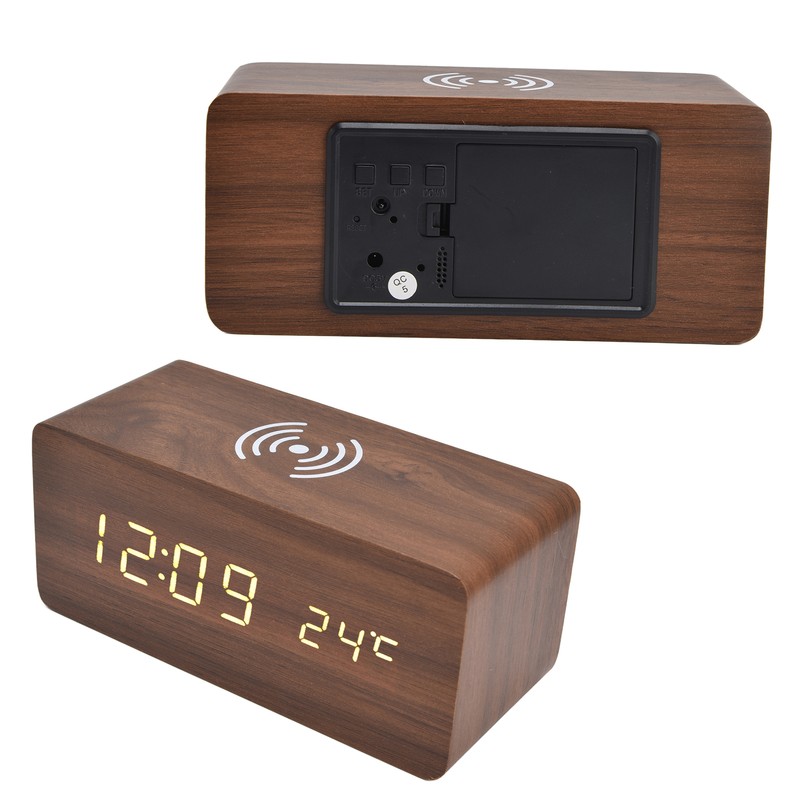 Digital Alarm Clock Wireless Charging Automatic Temperature Detection Safe Stable