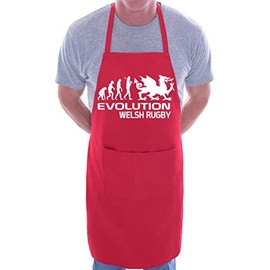 Print4U Evolution Welsh Rugby Cymru Wales BBQ Cooking Funny Novelty Apron Red