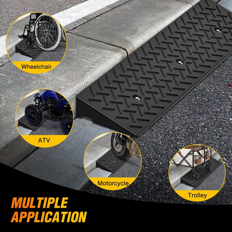 Nilight 3.2" Rise Curb Ramps, Heavy Duty Rubber Driveway Threshold