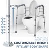 Toilet Safety Rails, Height-Adjustable, Foldable, Tool-Free Assembly, for Elderly, Seniors,