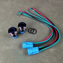Gebildet Pack of 2 0.47 inch/12 mm Metal Black Momentary Press Button 12V-24V 3A LED Closer SPST ON Off Waterproof with Wire Socket Plug (Blue LED)