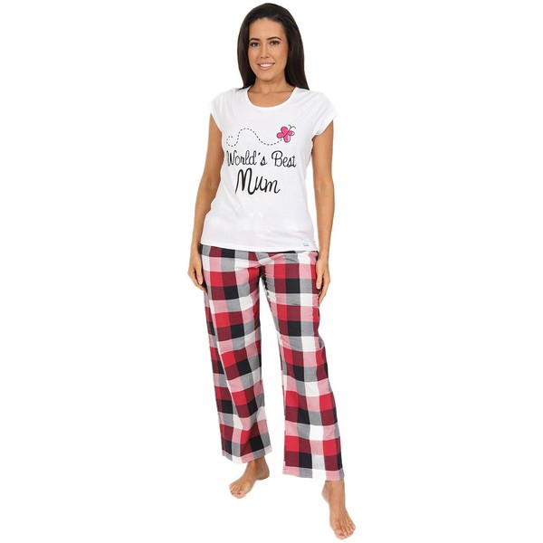 Womens World's Best Mum Ladies Long Pyjamas Sizes 8 to