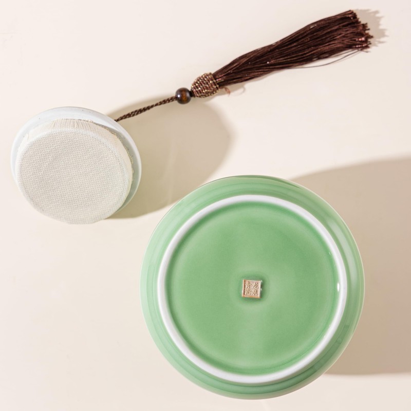 SILINE Genuine Longquan Celadon Airtight Container 20 oz/600ml,Green Porcelain Loose
