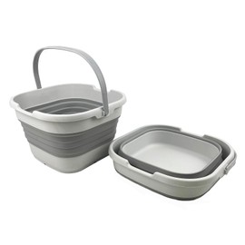 SAMMART 9.5L (2.5 Gallon) Collapsible Rectangular Handy Basket/Bucket (Grey (Set of 2))