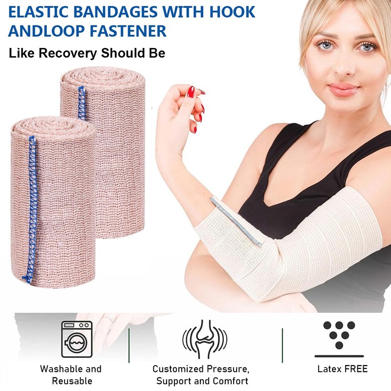 Benda elastica a compressione, 6 rotoli, bendaggio sportivo, bendaggio sportivo,