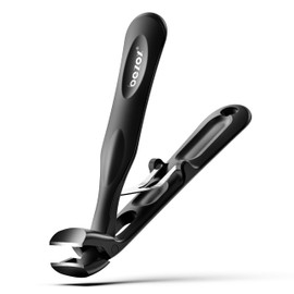 BEZOX Angled Toenail Clippers for Thick Toenails – Long Handle Toe Nail Clippers for Thick Nails for Seniors, Wide Jaw & Heavy-Duty Nail Cutters - Black