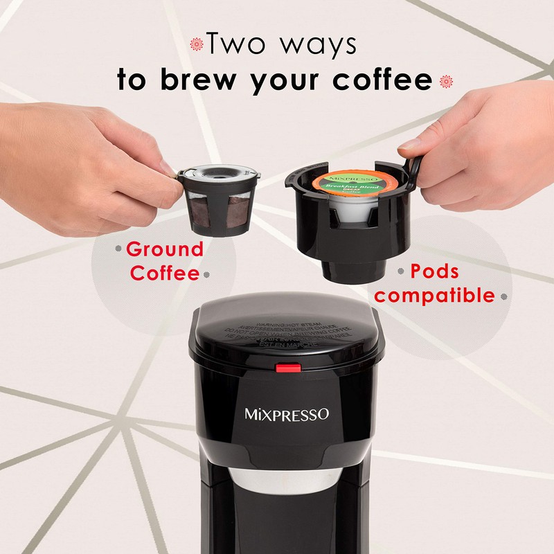 Mixpresso 2-in-1 Coffee Maker – Single Serve & Ground Coffee