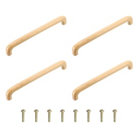 sourcing map 4Pcs Wood Drawer Pulls Handles, 192mm/7.56" Hole Spacing Wood Cabinets Drawer Knobs Pull Handles with Screw Set for Kitchen Cabinets Dresser Furniture