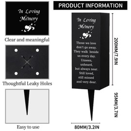 WEBEEDY Cemetery Vases Metal Cemetery Vases Flower Holder with Spikes Butterfly Heart Pattern Grave Memory Sign Cemetery Memorial Decorations for Loss of Lover,Father's Day,8x20 cm(in Loving Memory)