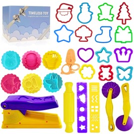 Decebaya Dough Tools for Kids- Play Sets Accessories Include Animal Molds Stamps Cutter Scissor Rolling Pin Extruder and Storage Box, Best Toys for Toddler Boy Gril Age 3-8