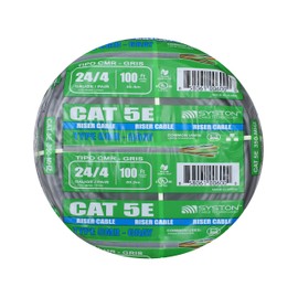 Cat5e Bulk Cable Raw 100ft Pure Copper, Outdoor/Indoor Heat Resistant, Solid 350Mhz, 24AWG, 4 Pair, UTP, Riser Rated CMR, Gray
