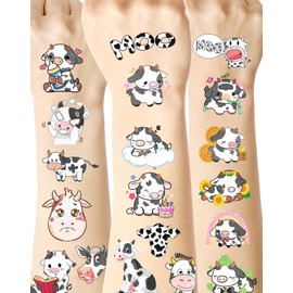 152 Pieces Cow Temporary Tattoos,16 Sheets Cow Themed Tattoos Stickers Party Decoration Supplies Party favors for Kids Adults