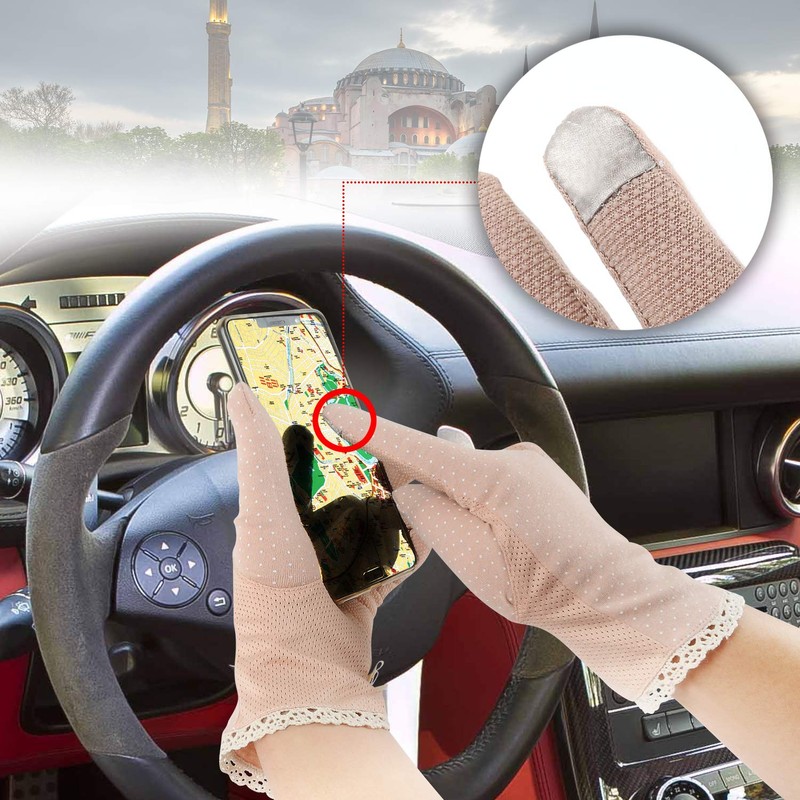 MarJunSep 4 Pairs Summer Women Dots Sun Uv Protection Gloves