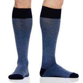 VIM & VIGR Cotton 30-40 mmHg Graduated Compression Socks for Women & Men (Navy Heathered Collection, Medium/Large (2)), Navy Heathered Collection, Medium/Large (1 Pair)