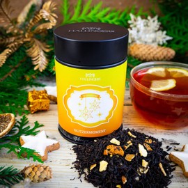 Hallingers Glitzer Moment - Loose Black Tea with Vanilla, Apple & Orange (Tin) - Gift in Summer & as a Perfect Barbecue Gift | Recovery New Year's Eve Friendship