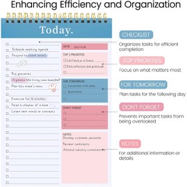OSYLICT To Do List Notepad - 9.92" x 6.53" Daily Planner Notepad Undated 52 Sheets Tear-Off,Checklist,Scheduler,Appointments,Notes,Water Intake and Meals Tracker. (Blue)