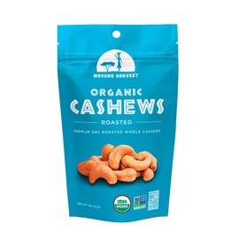 Mavuno Harvest Organic Direct Trade Premium Whole Cashews, Dry Roasted, 4 Ounce (Pack of 6)