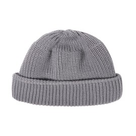 Clape Beanie Solid Ribbed Knit Hat Roll-up Edge Sailor Harbour Hat Warm Soft Skull Cap Outddor Watch Ski Short Caps,Grey