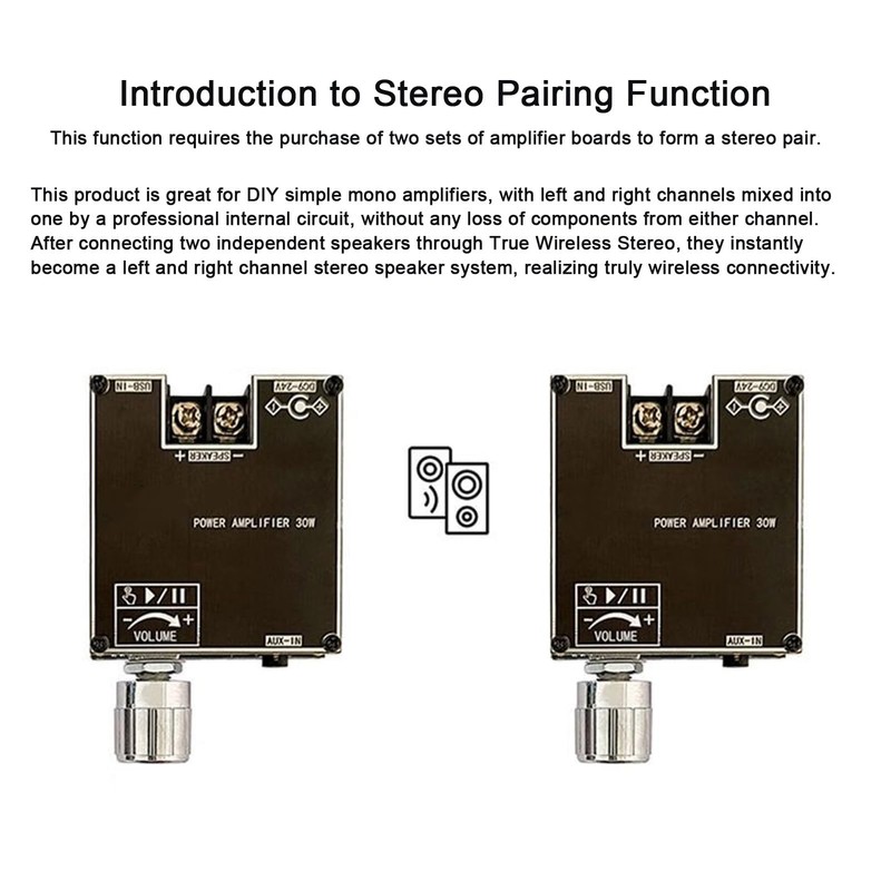 Bluetooth 5.1 Amplifier Board, DC 9-24V Mono Audio Amp Board,