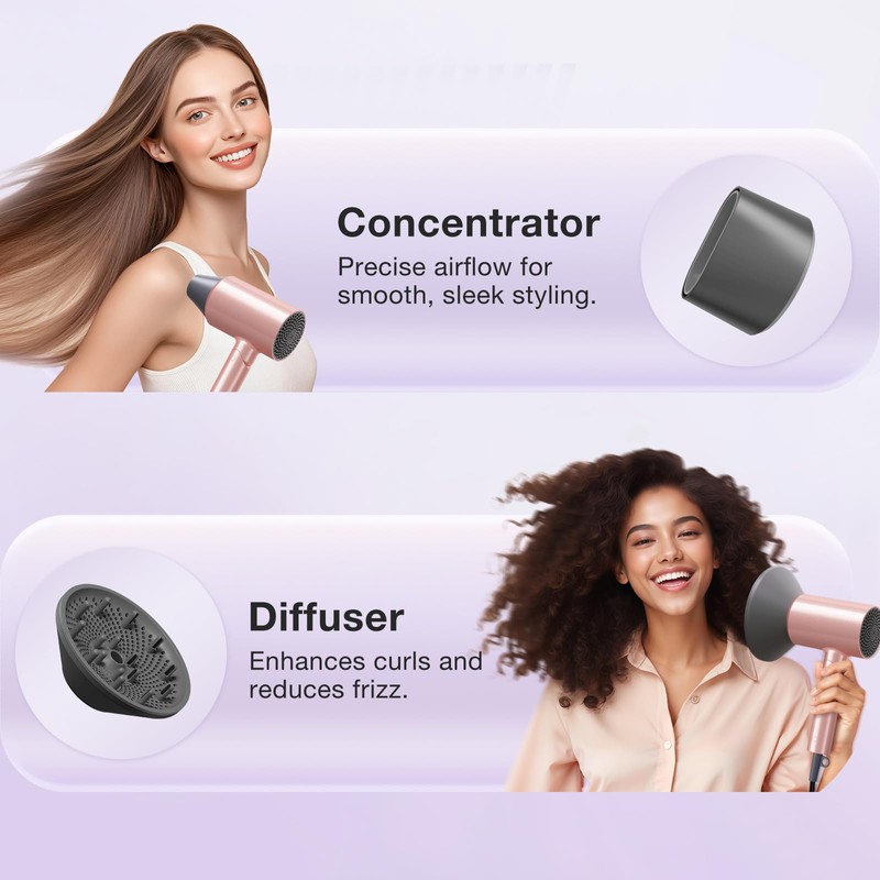 BABONIR Ionic Diffuser Hair Dryer for Curly Hair, 1875W Fast