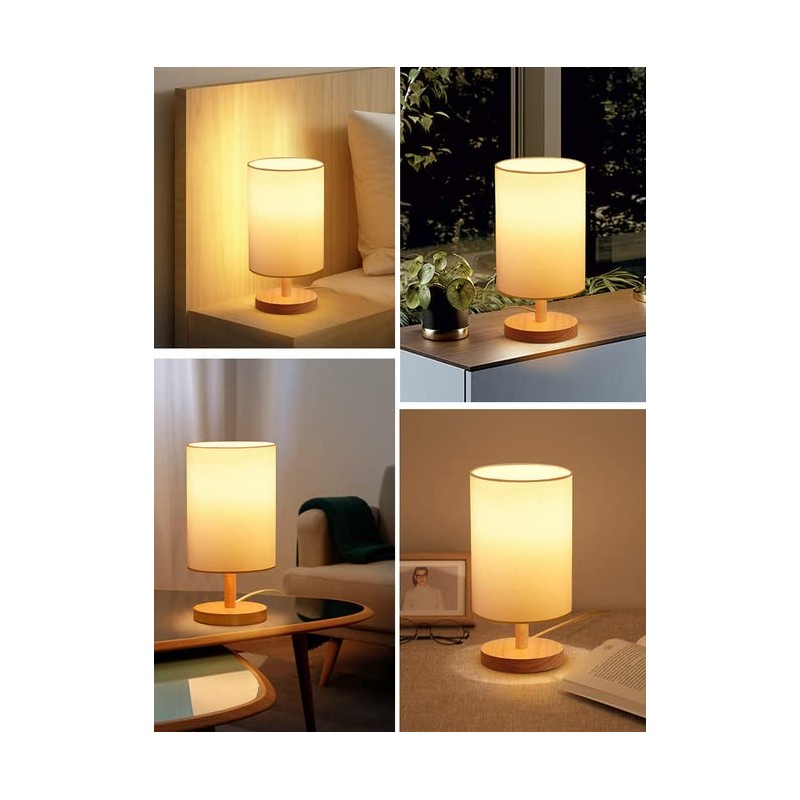 Absdefen Japanese Table Lamp, Bedside Lamp, Bedside Light, Fabric Shade,