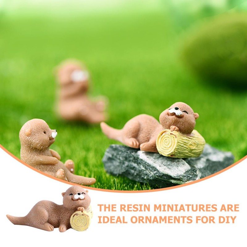Vaguelly Pack of 16 Miniature Otter Figures Made of Resin