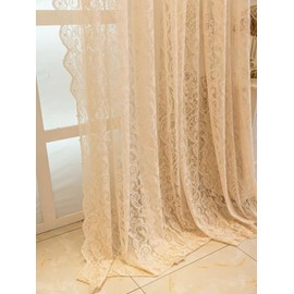Lace Curtains 96 Drop Net Curtain for Doors or Patio Boho Sheer Curtains (55"x 96") Beige Curtains