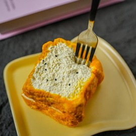 Handmade Realistic Silicone Food Color Series Stress-Busting Squishy Toy - Soft and Soothing, Perfect for Relaxation and Amusement.:_Double-layer Toast300g (with a tolerance of ±20g)