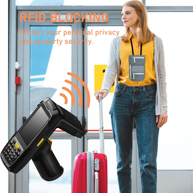 Travel Neck Wallet, RFID Blocking Passport Holder with Adjustable Neck