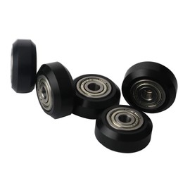RUNCCI-YUN 5 Pieces 3D Printer V-Slots Models Pulley, POM Plastic Deep Groove Ball Bearing, Passive Round Wheels (1 x Allen Key)