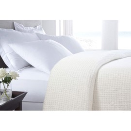 HILLFAIR 100% Soft Premium Combed Cotton Thermal Blanketâ Twin Blankets â Soft Cozy Warm Cotton Blanketâ Bed Throw Blanketâ Twin Bed Blanketsâ All Season Cotton BlanketsâIvory Twin Cotton Blankets