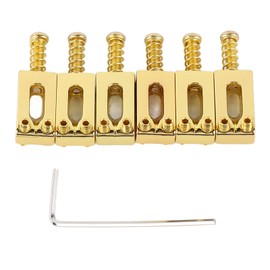 6 Pcs Electric Guitar Bridge Saddle Standard Zinc Alloy Guitar Tremolo Bridge Roller Saddles for Replacement Gold