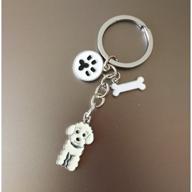BECHANMIG Keychains,Lovely Dog Key-ring Portable Metal Keychain Keyring Key Decor Car Keyring Tag (White Poodle)