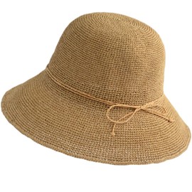 AMOFIA Girls Sun Hats Solid Color Straw Hat Kids Wide Brim Sun Protection Beach Cap with Bow UPF 50 Bucket Hat 3-7 Years Khaki