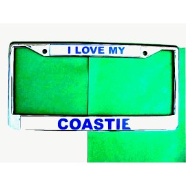 All American License Plate Frame-Chromed Cast Metal-I Love My Coastie--#8119