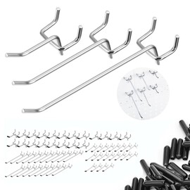 Nivithi 60 perforated wall hooks, 15 cm/10 cm/5 cm, for tool wall and workshop accessories. These hooks for perforated wall workshop are ideal as an accessory for garage, tool holder and perforated
