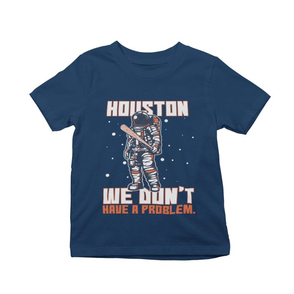 Wishful Inking H-Town Astronauta Kids Shirts We Don't Have a Problem Baseball Fans Classic Dri-Power - playera juvenil, marino, Small