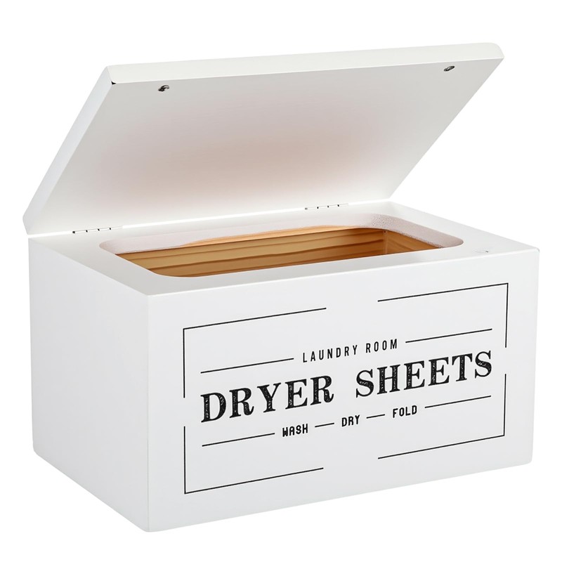 Limbeuuu Farmhouse Dryer Sheet Holder with Lid - Rustic Dryer