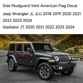 Toviiea Hood Decal Compatible with Jeep Wrangler JL JLU 2018-2025 and Gladiator JT 2020-2025,Side Mudguard Vent American Flag Decal for Jeep Wrangler Accessoriess&Gladiator Accessories-Matte Black