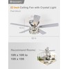 Breezary 52 inch Flush Mount Ceiling Fans with Lights Remote
