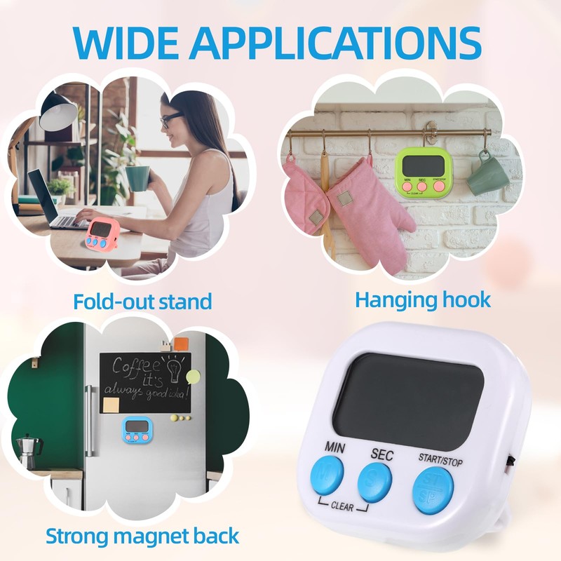 Kitchen Timer, 4PCS Digital Timer Magnetic Clock Stopwatch Countdown Timer