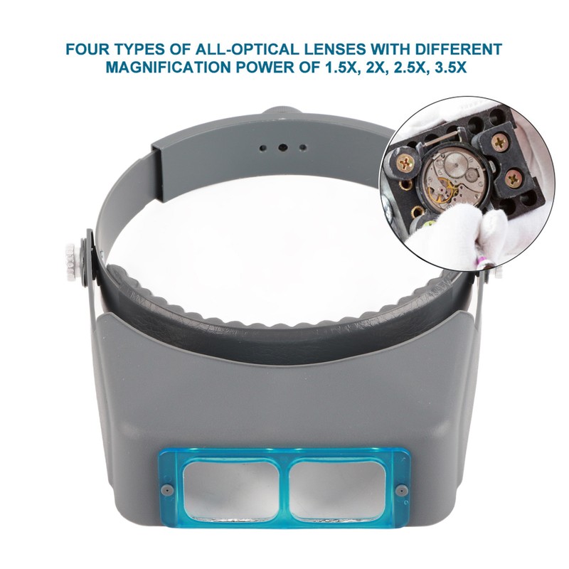 Headband Reading Magnifier with Four Optical Glass Lenses Jewelry Repair