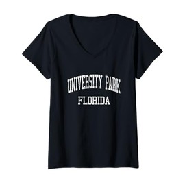 Womens University Park Florida FL Vintage Athletic Sports Design V-Neck T-Shirt