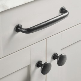 Goo-Ki 6 Pack Weathered Nickel Drawer Handles, 3.78''(96mm) c-c Antique Iron Cabinet Pulls Handle for Dresser Cupboard, Vintage Retro Bar Pull Kitchen Hardware for Bathroom Closet, 9330TIE-96